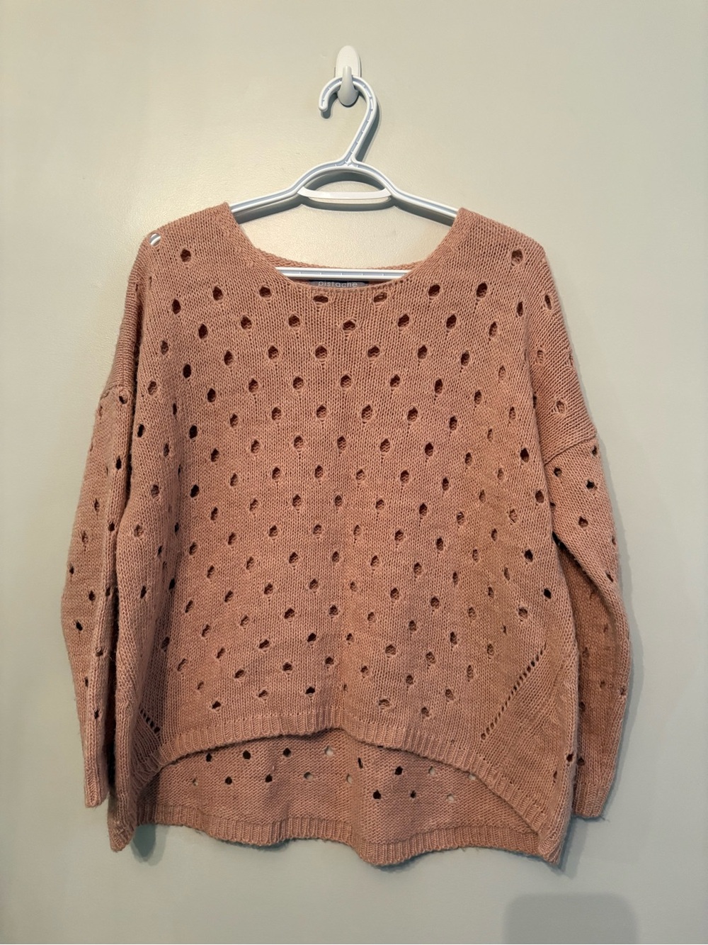 Pistache Made in Italy Pointelle knit perforated knit pullover sweater